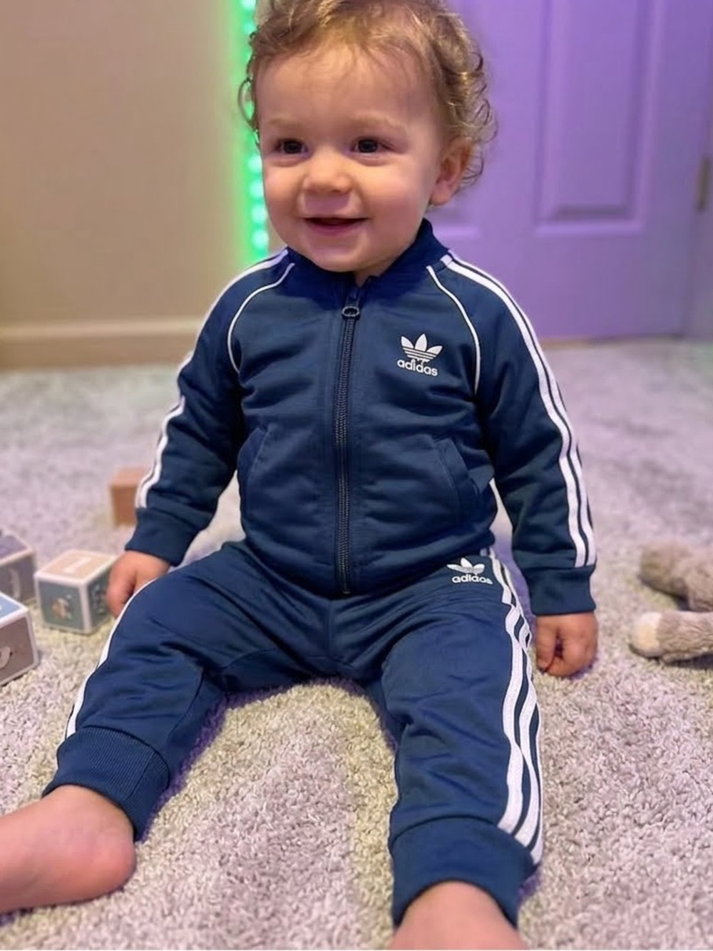 adidas Originals Infant SST Tricot Tracksuit Set Night Indigo Blue 6-9m